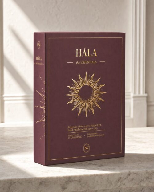 HÁLA the ESSENTIALS doboz gerince aranyfóliás napmotívummal