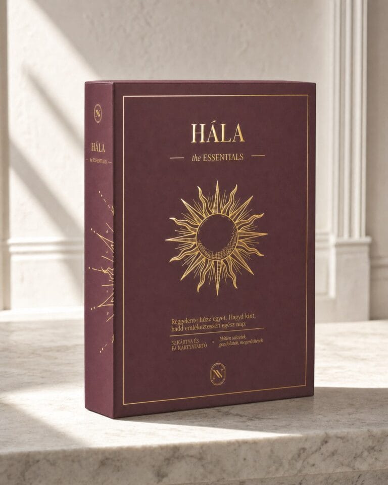 HÁLA the ESSENTIALS doboz gerince aranyfóliás napmotívummal