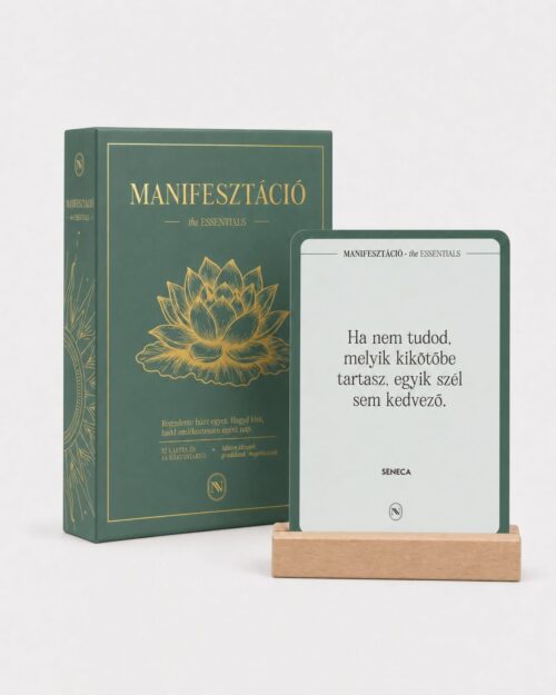MANIFESZTÁCIÓ the ESSENTIALS megerősítő kártyák doboza fa kártyatartóval